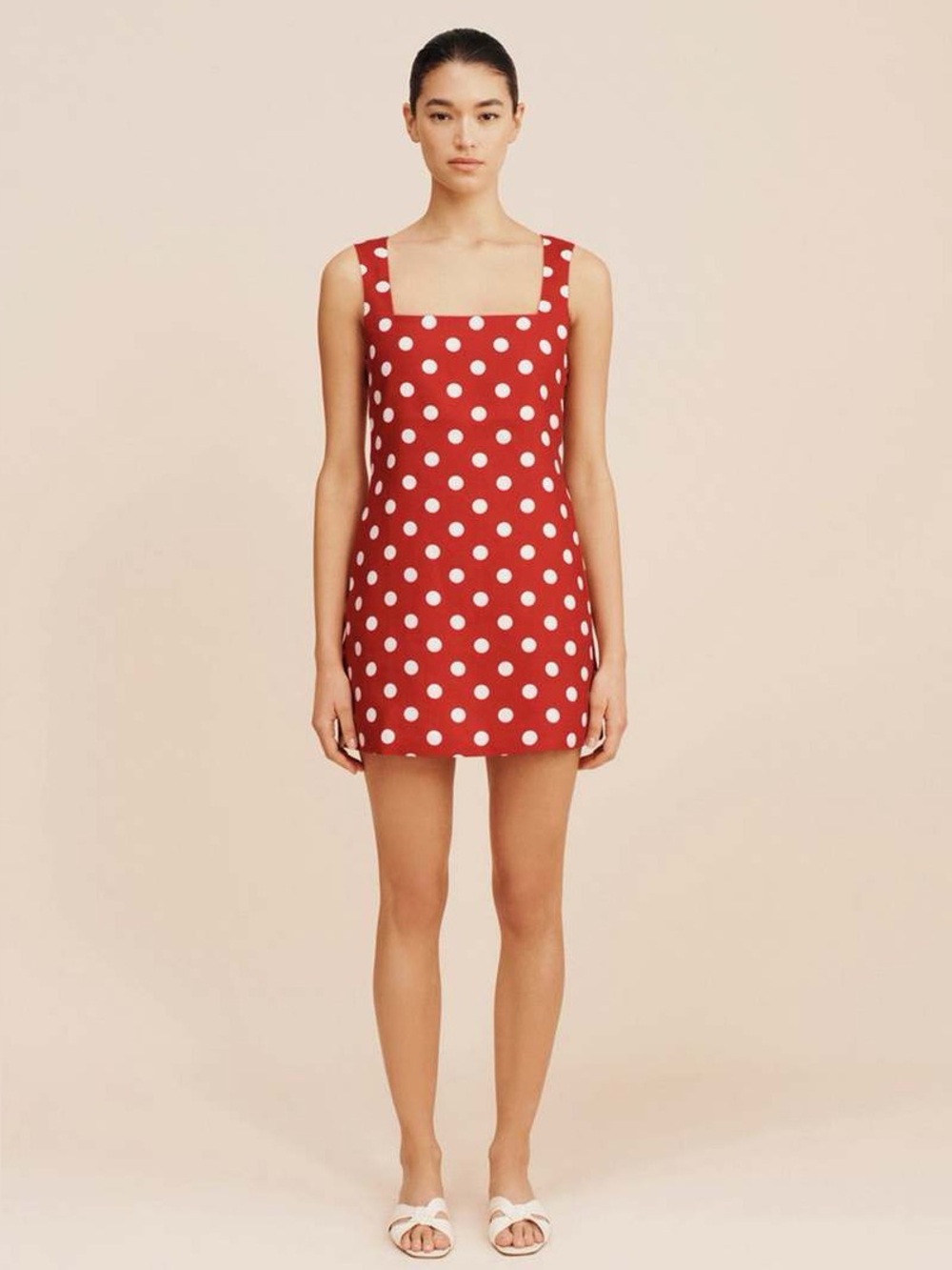 Posse XS Alice Red Polka Dot Linen Mini Dress - Picture 15 of 15